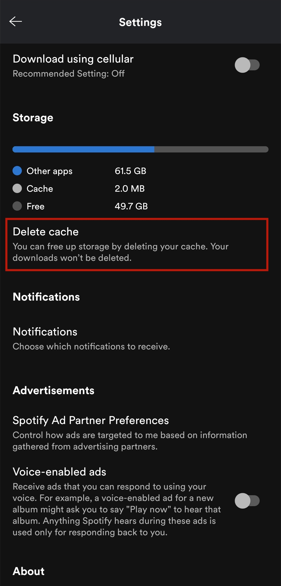 clear spotify cache for mac