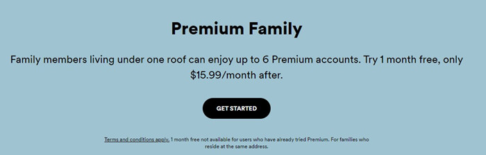 spotify premium family plans